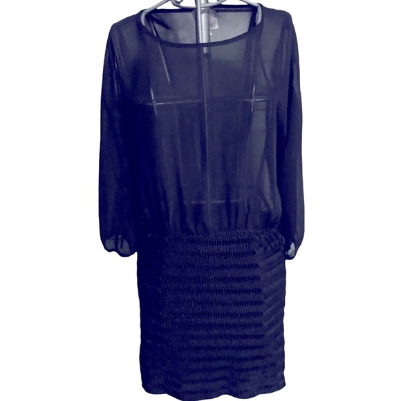 25) Romeo & Juliet Couture Black Long Sleeve Sheer Dress Size Medium - Picture 1 of 9